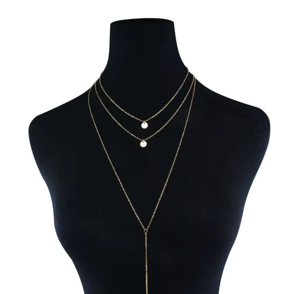 Minimalist Round Disco Coin Chain Necklace Pendant Dainty Sequins Multi Layers Necklaces for Women Fashion Jewelry Gifts