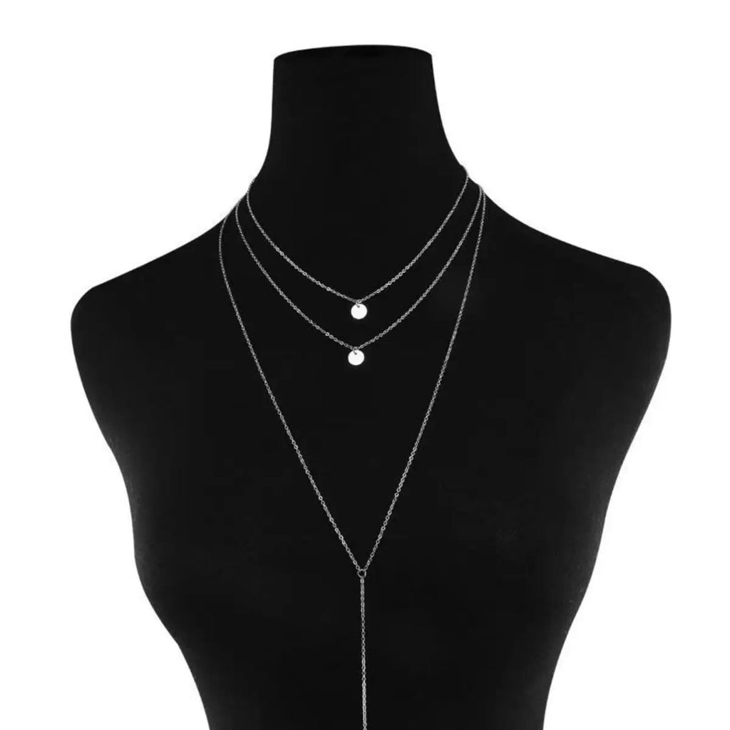 Minimalist Round Disco Coin Chain Necklace Pendant Dainty Sequins Multi Layers Necklaces for Women Fashion Jewelry Gifts