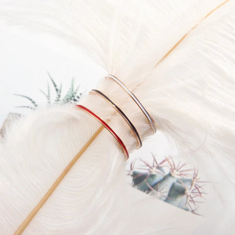 Fashion Black White Red Enamel Rings Rose Gold Color Woman Birthday Gift Titanium Steel Jewelry Never Fade Drop Shipping