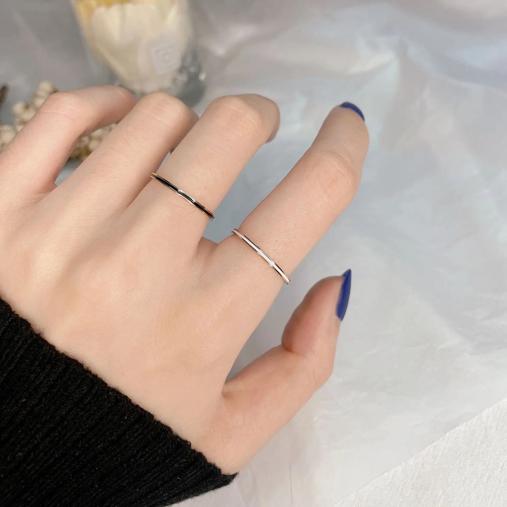 Fashion Black White Red Enamel Rings Rose Gold Color Woman Birthday Gift Titanium Steel Jewelry Never Fade Drop Shipping