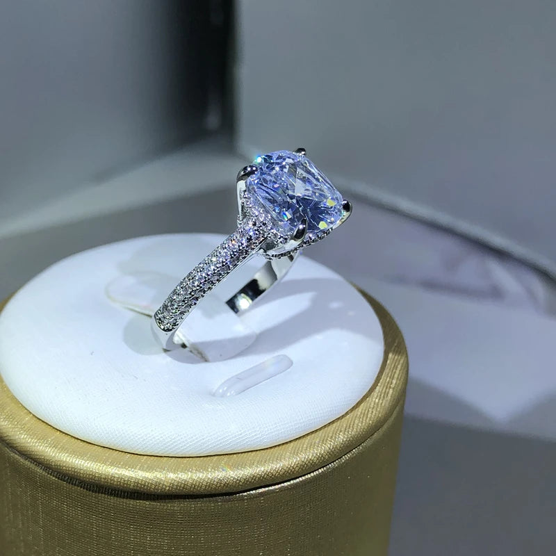 925 Silver Rings For Women Couple Cubic Zirconia Square Ring Lovers Jewelry Bridal Wedding Engagement Romantic Luxury