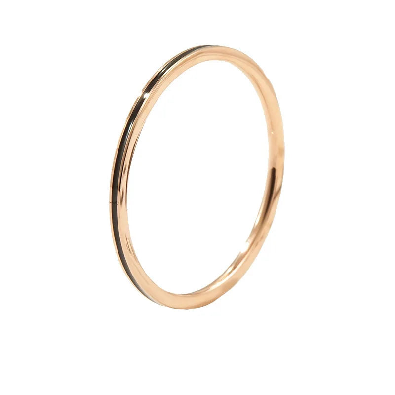 Fashion Black White Red Enamel Rings Rose Gold Color Woman Birthday Gift Titanium Steel Jewelry Never Fade Drop Shipping