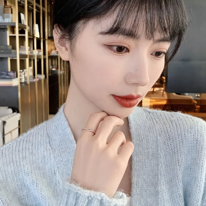 Minimalist Geometric Rose Gold Colour Rings For Woman Korean Fashion Jewelry New Goth Accessories Student Girl's Simple Ring Set