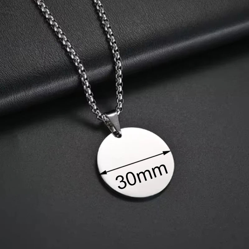 Personalized Necklaces Stainless Steel Engraved Photo Logo Text Pendant For Women Men Christmas Valentine's Day Jewelry Gifts