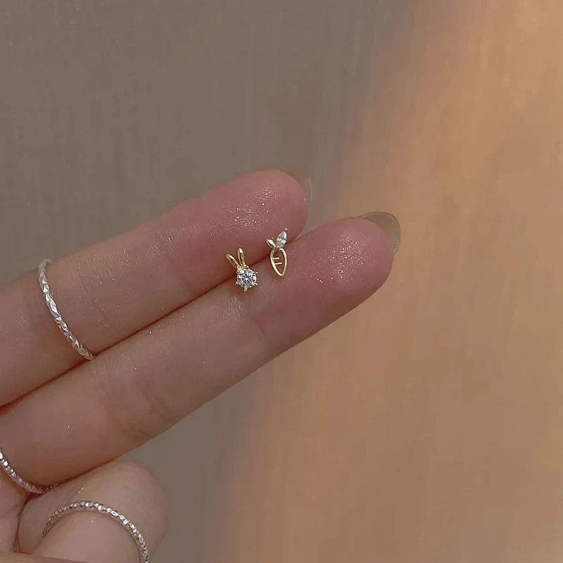 New Minimal Zircon Earrings For Women Crystal Small Thin Cartilage Fashion Geometry Earring Girls Piercing Jewelry Gifts