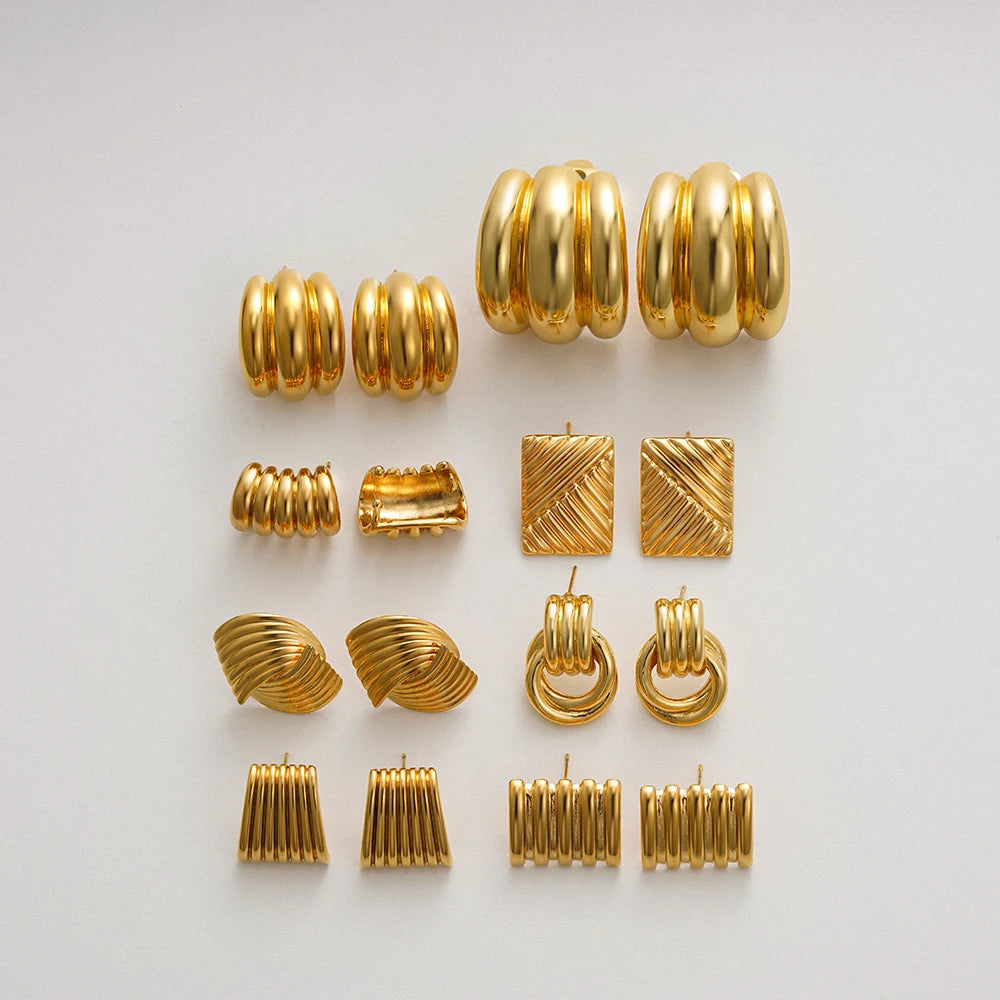 New stainless steel C-ring smooth earrings with high-end and exaggerated hoop Huggie earrings exquisite jewelry