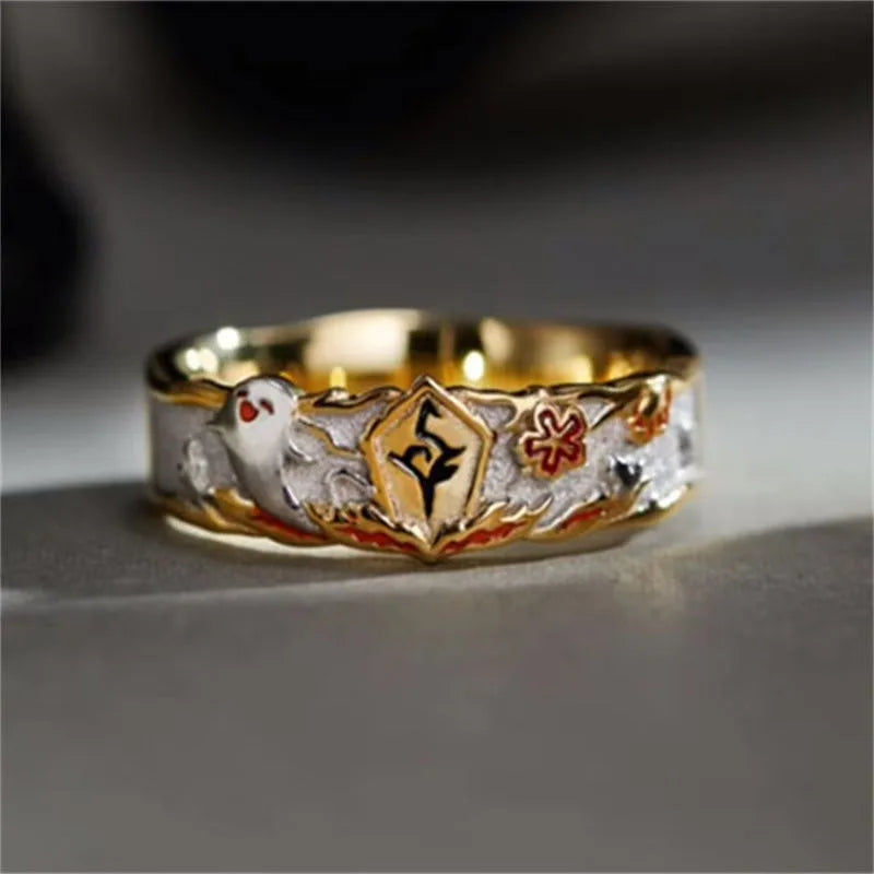 Genshin Impact Hu Tao Exquisite Personalized Rings with The Same Style As The Peripheral Characters of Games Fashion Jewelry