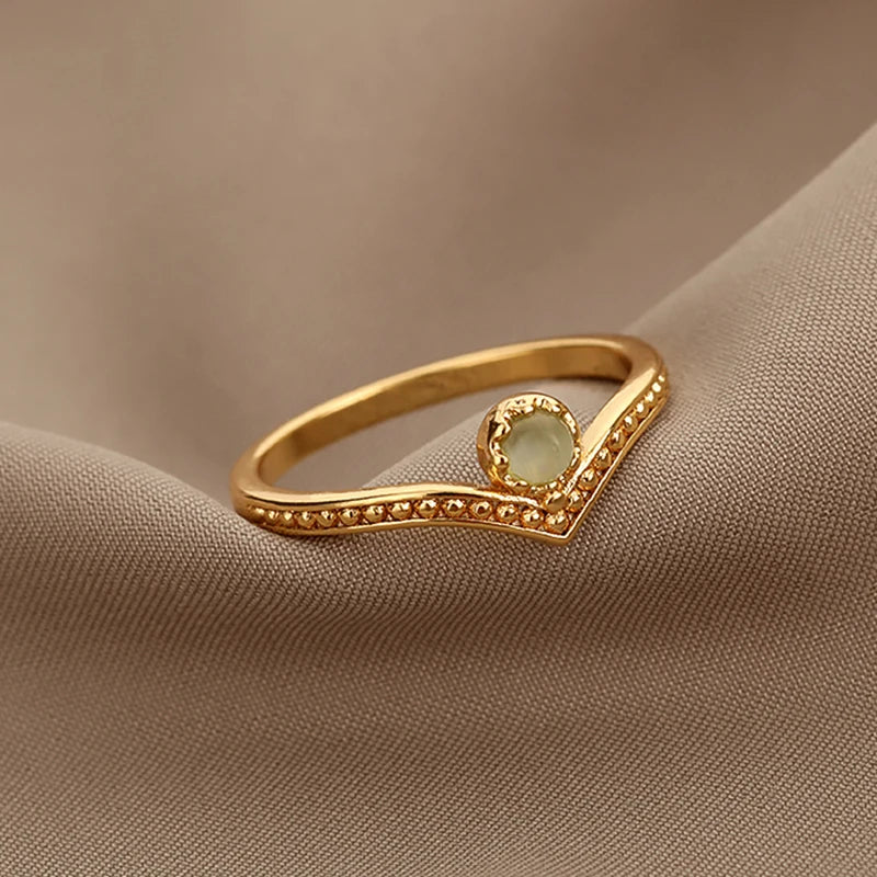 Waterdrop Opal Crown Rings for Women Gold Color Stainless Steel Finger Ring Fashion Wedding Party Jewelry Gift anillos mujer