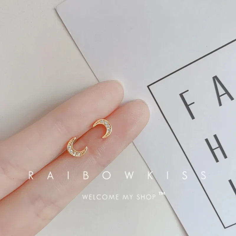 New Minimal Zircon Earrings For Women Crystal Small Thin Cartilage Fashion Geometry Earring Girls Piercing Jewelry Gifts