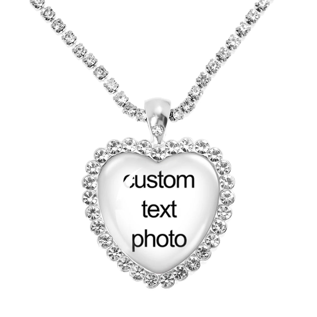 Personalized Necklaces For Personalised Custom Pendant Peach Heart Necklace Glass Pendants Mum Dad Baby Custom Gifts Jewelry