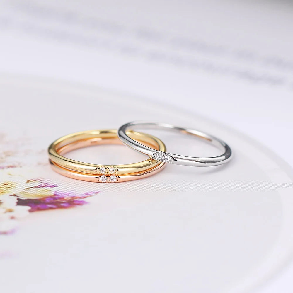 Minimal Zircon Simple Tiny Rings For Women 1mm Full Round Minimalist Thin Dainty Stacking Ring Fashion Jewelry 2024 Items KCR101