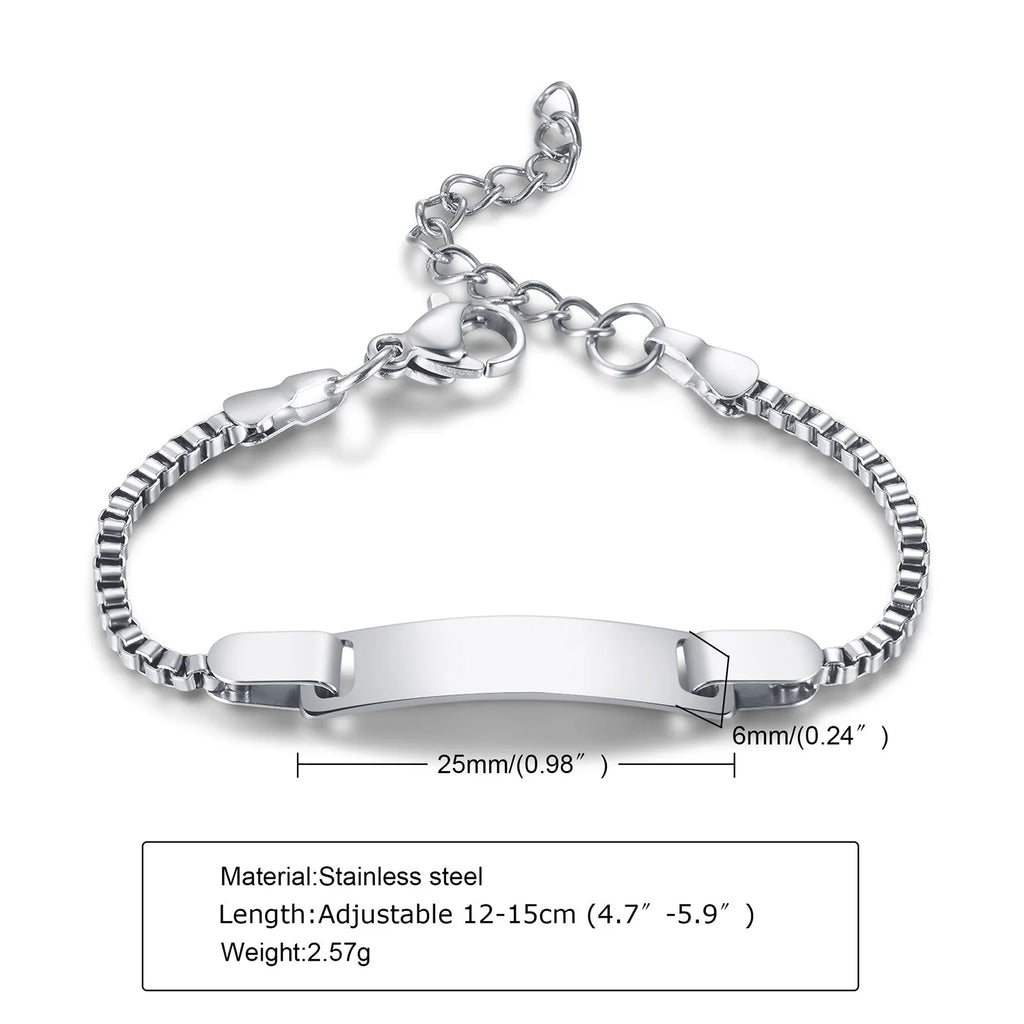 Personalized Stainless Steel Jewelry Custom Personalized Name ID Bracelet Girl Boy Newborn Children Gifts Curb Chain Link