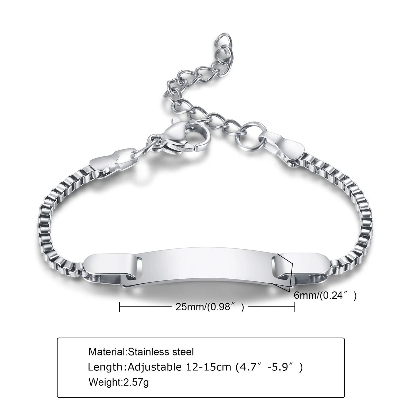 Personalized Stainless Steel Jewelry Custom Personalized Name ID Bracelet Girl Boy Newborn Children Gifts Curb Chain Link