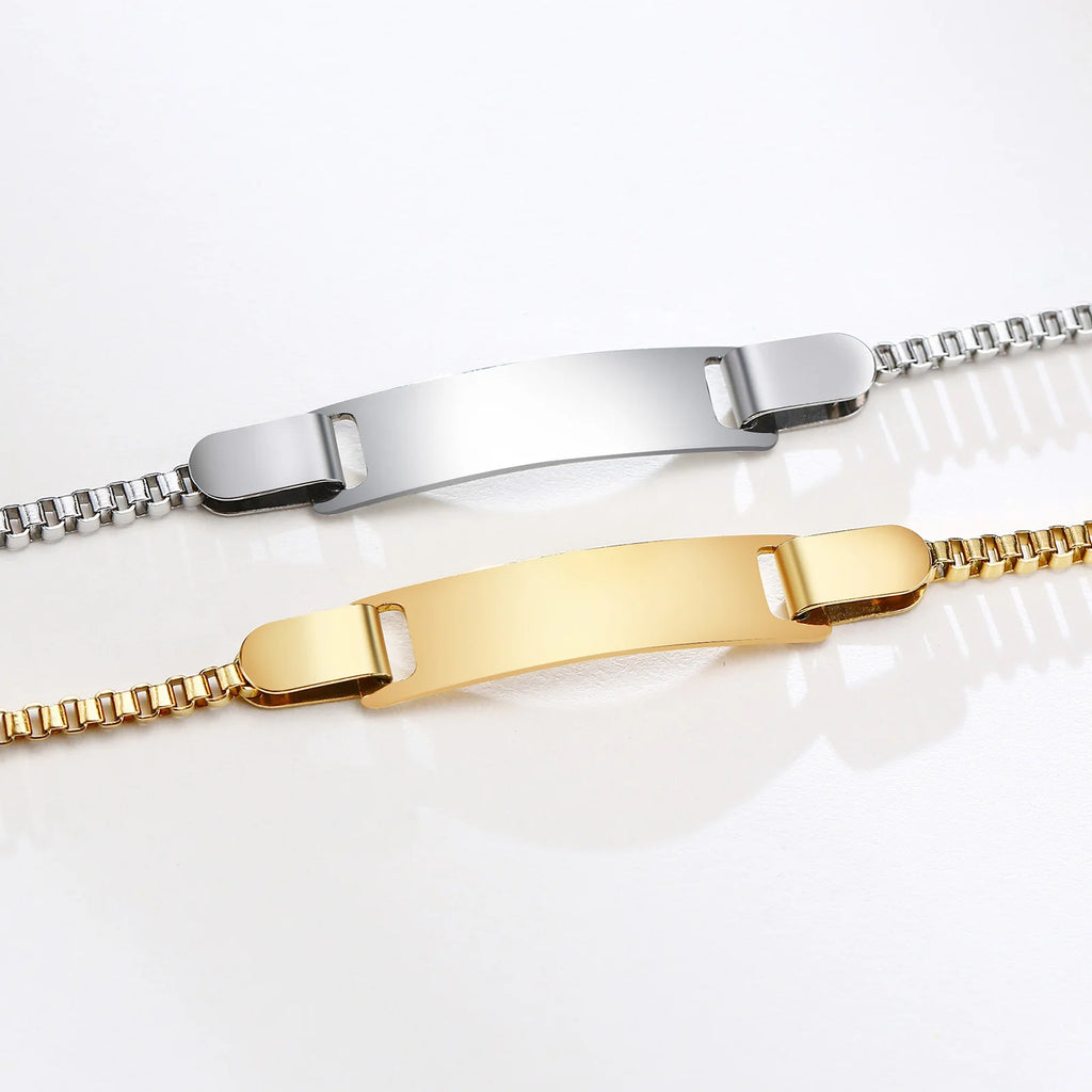 Personalized Stainless Steel Jewelry Custom Personalized Name ID Bracelet Girl Boy Newborn Children Gifts Curb Chain Link