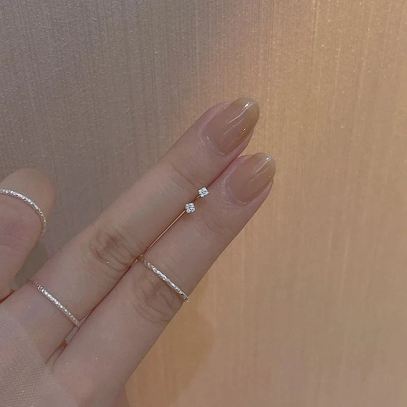 New Minimal Zircon Earrings For Women Crystal Small Thin Cartilage Fashion Geometry Earring Girls Piercing Jewelry Gifts