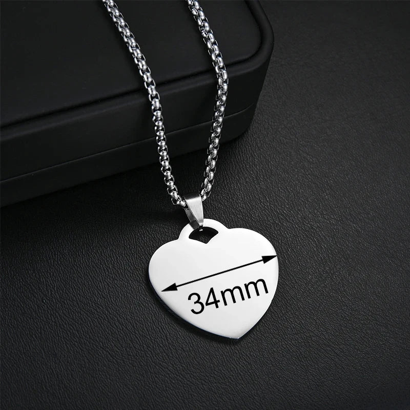 Personalized Necklaces Stainless Steel Engraved Photo Logo Text Pendant For Women Men Christmas Valentine's Day Jewelry Gifts
