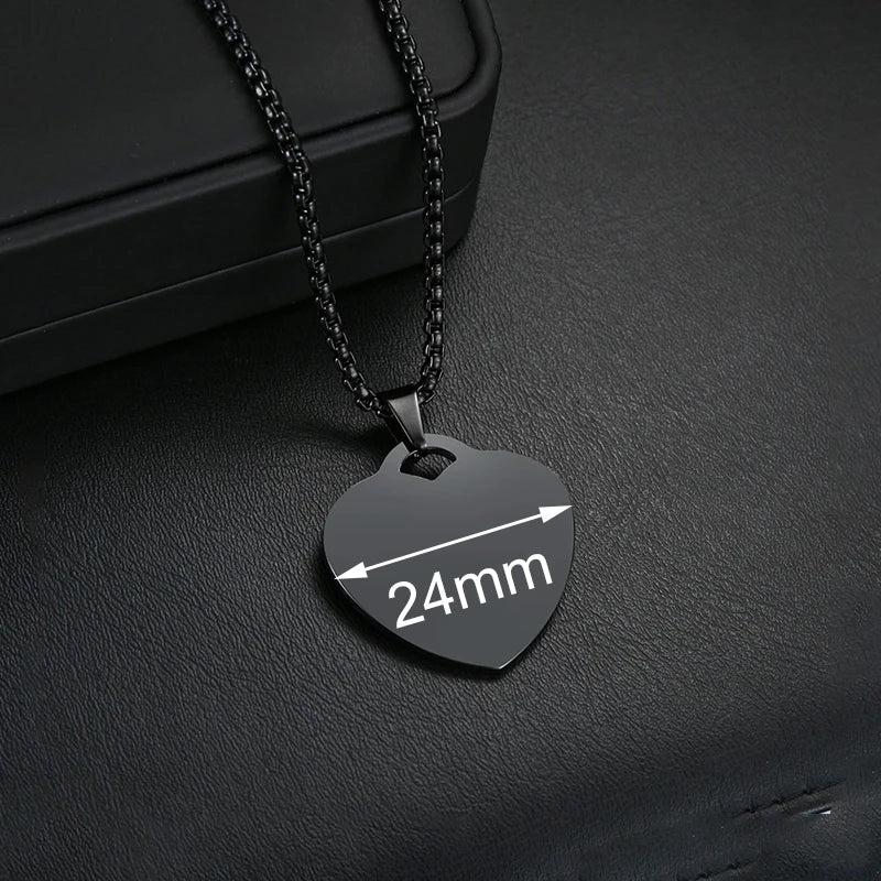 Personalized Necklaces Stainless Steel Engraved Photo Logo Text Pendant For Women Men Christmas Valentine's Day Jewelry Gifts