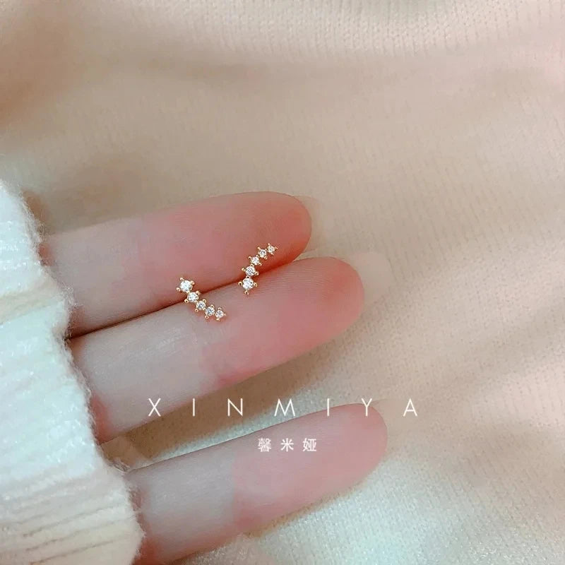 New Minimal Zircon Earrings For Women Crystal Small Thin Cartilage Fashion Geometry Earring Girls Piercing Jewelry Gifts