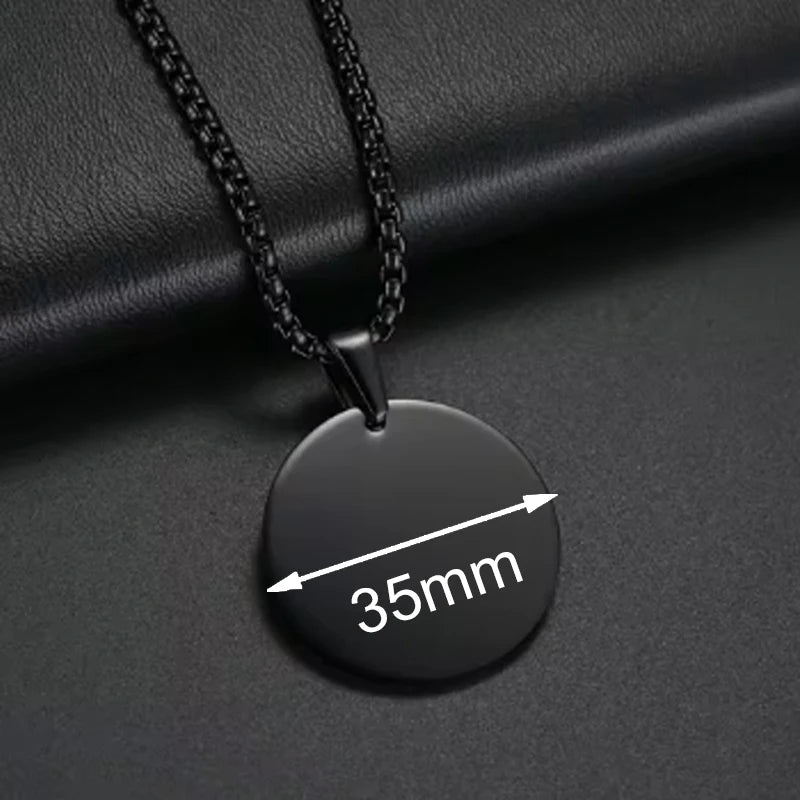 Personalized Necklaces Stainless Steel Engraved Photo Logo Text Pendant For Women Men Christmas Valentine's Day Jewelry Gifts