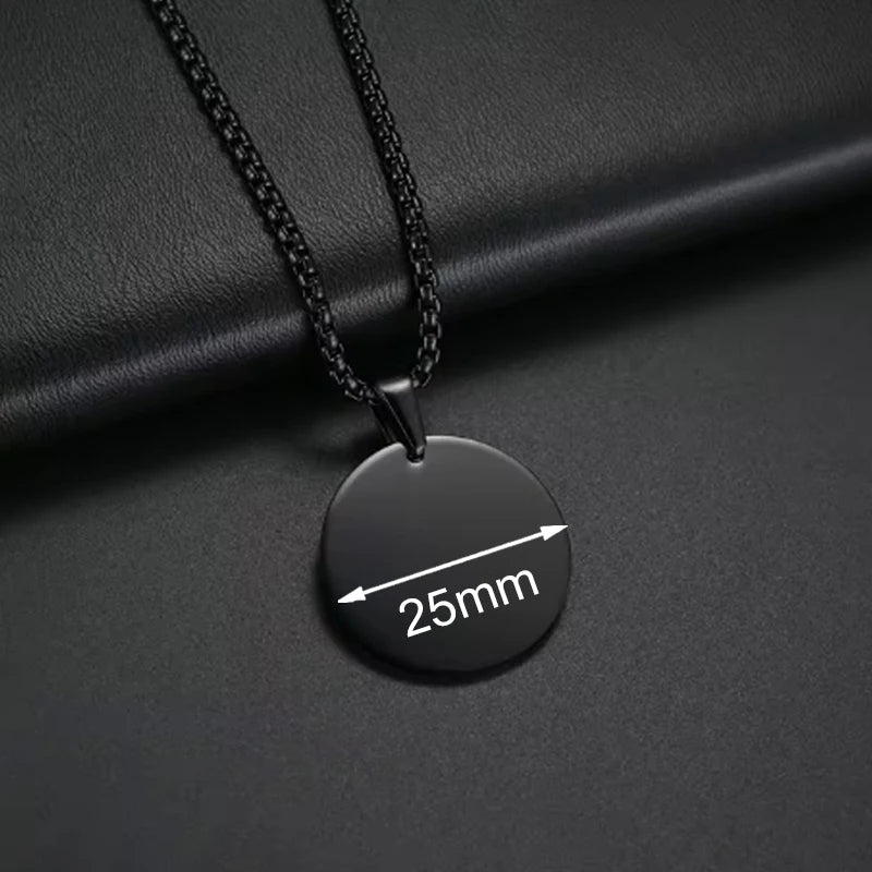 Personalized Necklaces Stainless Steel Engraved Photo Logo Text Pendant For Women Men Christmas Valentine's Day Jewelry Gifts