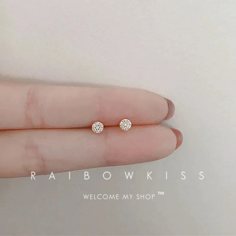 New Minimal Zircon Earrings For Women Crystal Small Thin Cartilage Fashion Geometry Earring Girls Piercing Jewelry Gifts