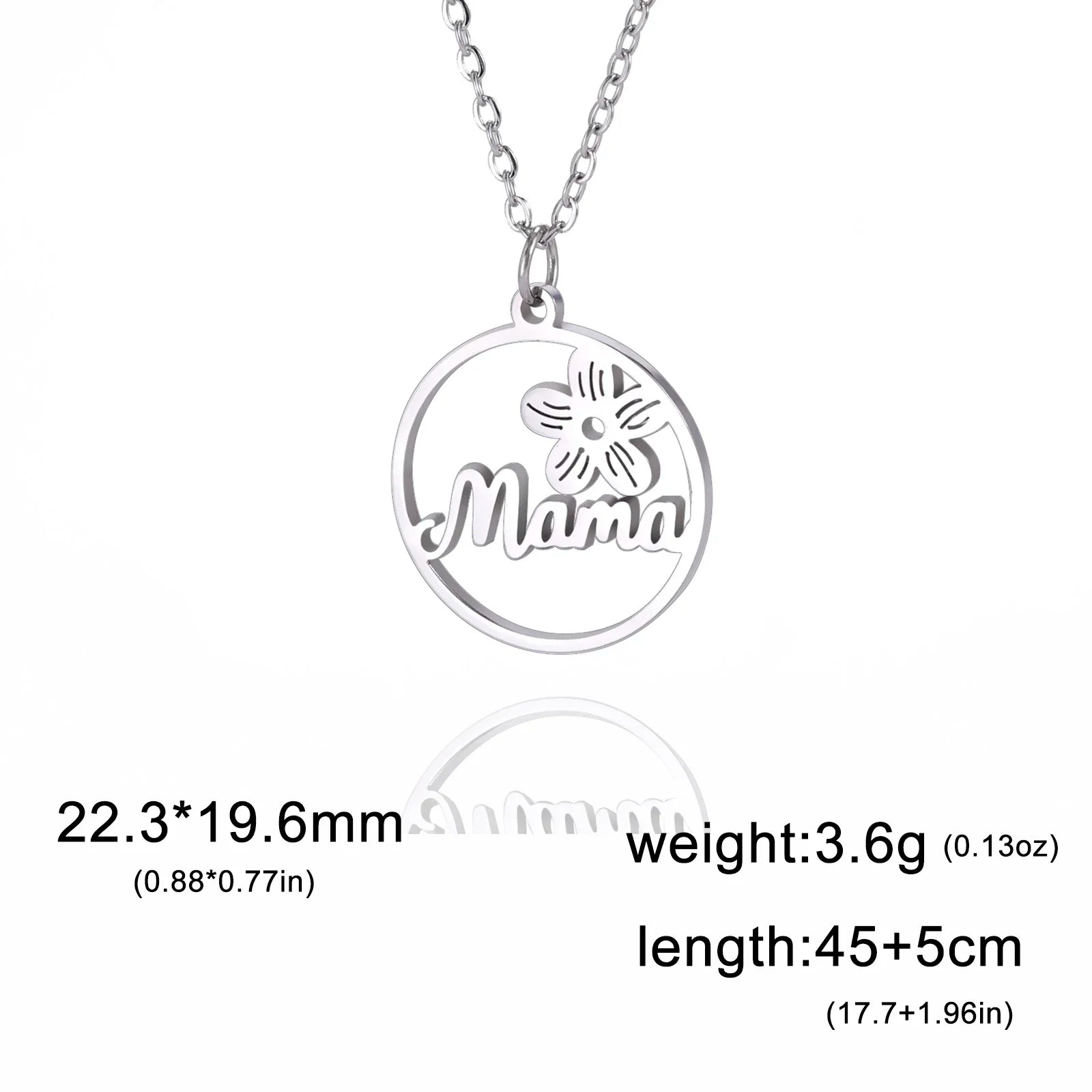 Skyrim Mama Letter Pendant Necklace for Women Stainless Steel Neck Chain Choker Trendy Family Jewelry Mother's Day Gift for Mom