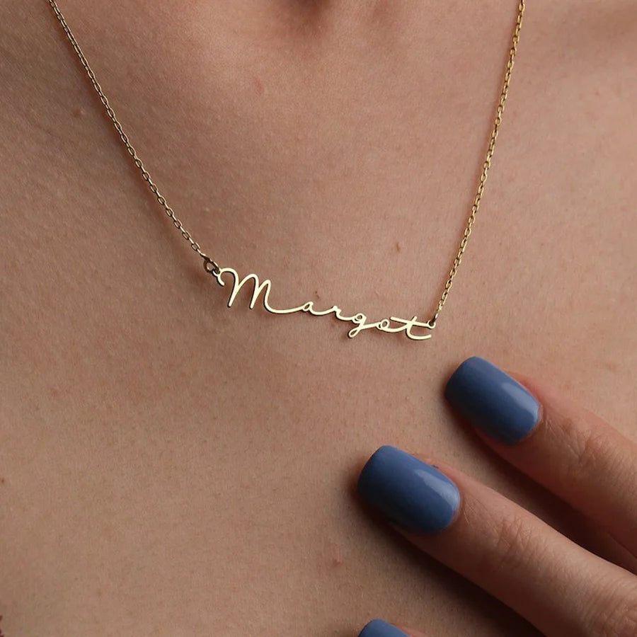 Stainless Steel Choker Custom Name Necklace Personalized Jewelry Men Handmade Nameplate Pendant Necklaces Women Best Friend Gift