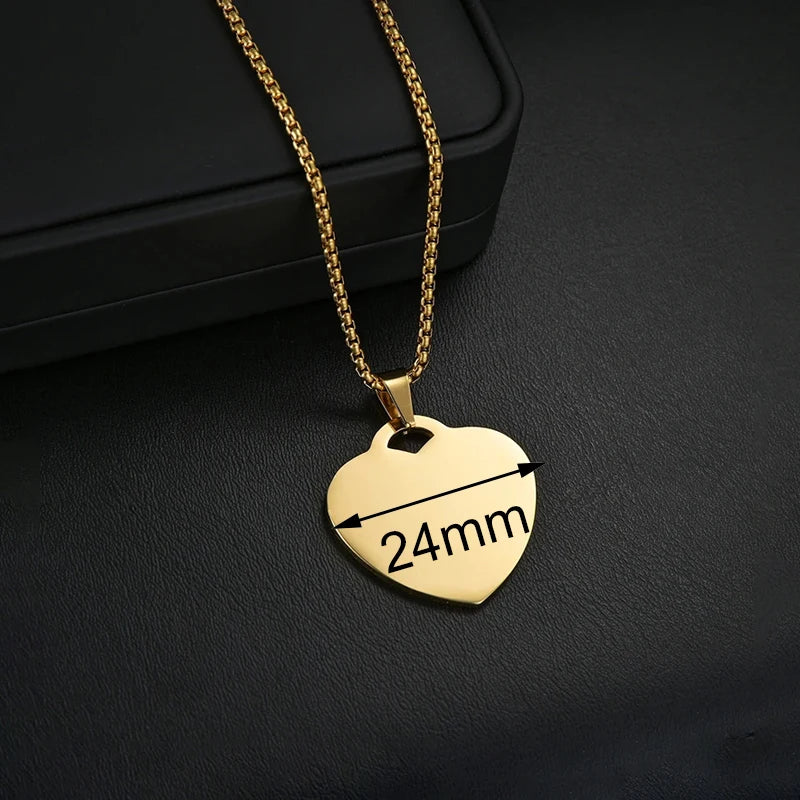 Personalized Necklaces Stainless Steel Engraved Photo Logo Text Pendant For Women Men Christmas Valentine's Day Jewelry Gifts