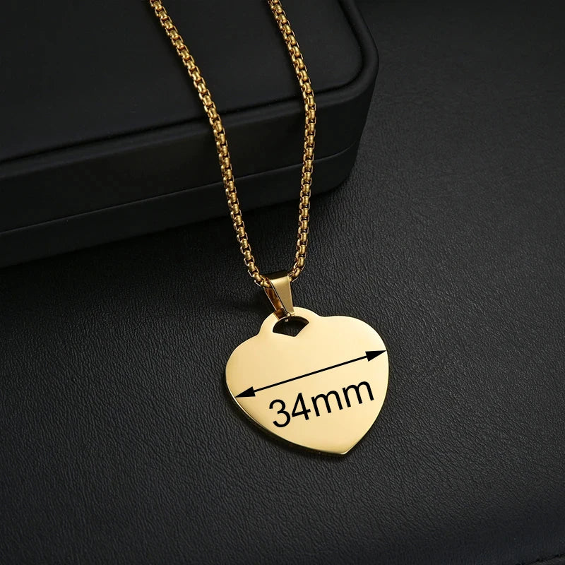 Personalized Necklaces Stainless Steel Engraved Photo Logo Text Pendant For Women Men Christmas Valentine's Day Jewelry Gifts