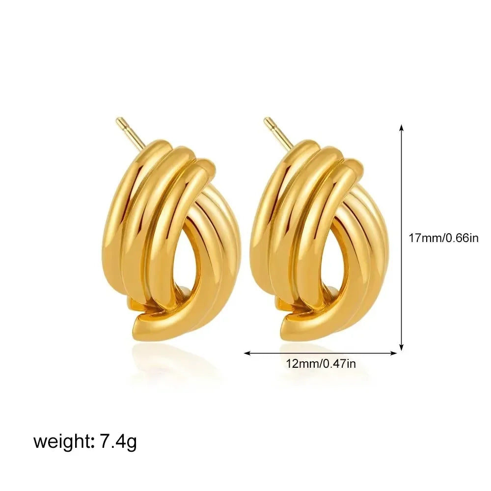 New stainless steel C-ring smooth earrings with high-end and exaggerated hoop Huggie earrings exquisite jewelry
