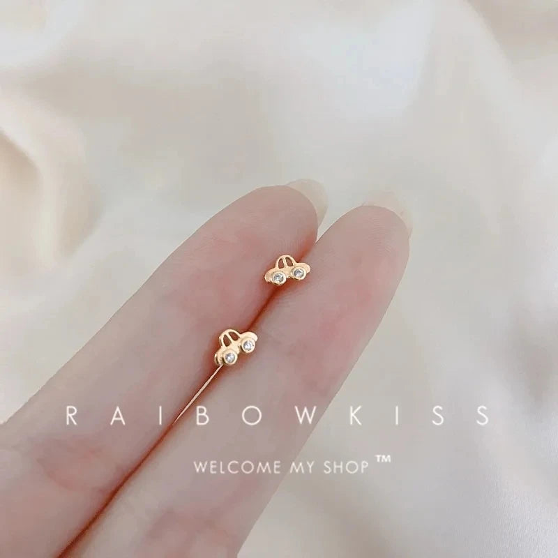 New Minimal Zircon Earrings For Women Crystal Small Thin Cartilage Fashion Geometry Earring Girls Piercing Jewelry Gifts