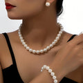 INS Fashion Minimalist Imitation Pearl Necklace Earrings Bracelet Jewelry Set Women's Party Accessories