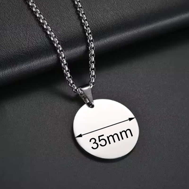 Personalized Necklaces Stainless Steel Engraved Photo Logo Text Pendant For Women Men Christmas Valentine's Day Jewelry Gifts