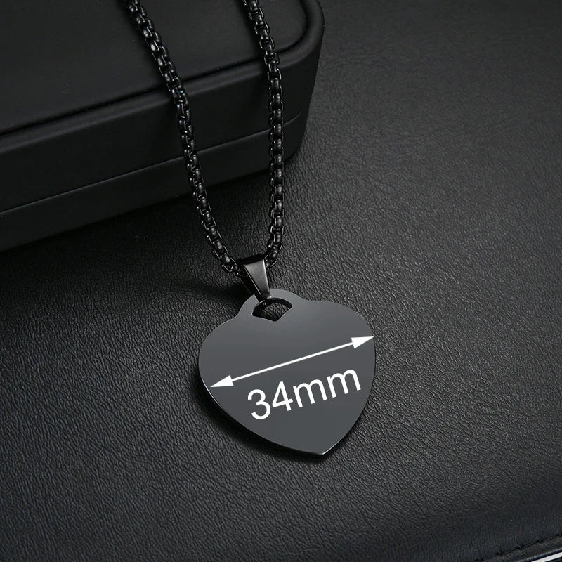 Personalized Necklaces Stainless Steel Engraved Photo Logo Text Pendant For Women Men Christmas Valentine's Day Jewelry Gifts