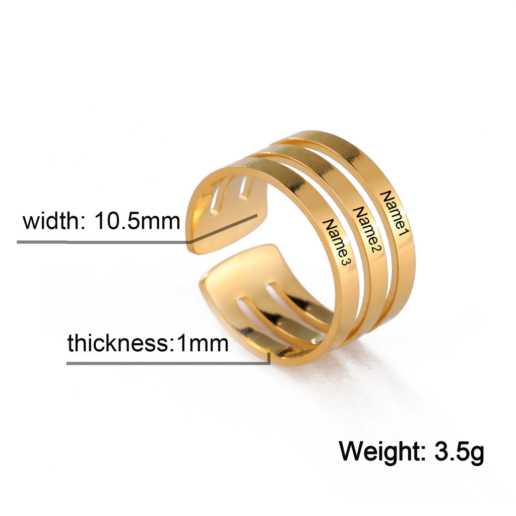 Personalized Finger Ring For Woman Men Family Engrave Name Date Custom Couple Lover Gift Stainless Steel Gold Color Jewelry