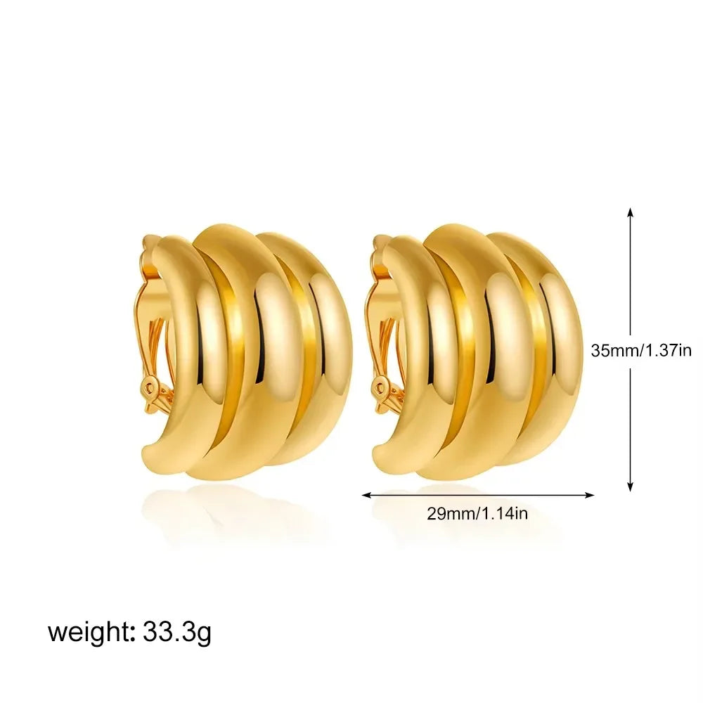 New stainless steel C-ring smooth earrings with high-end and exaggerated hoop Huggie earrings exquisite jewelry