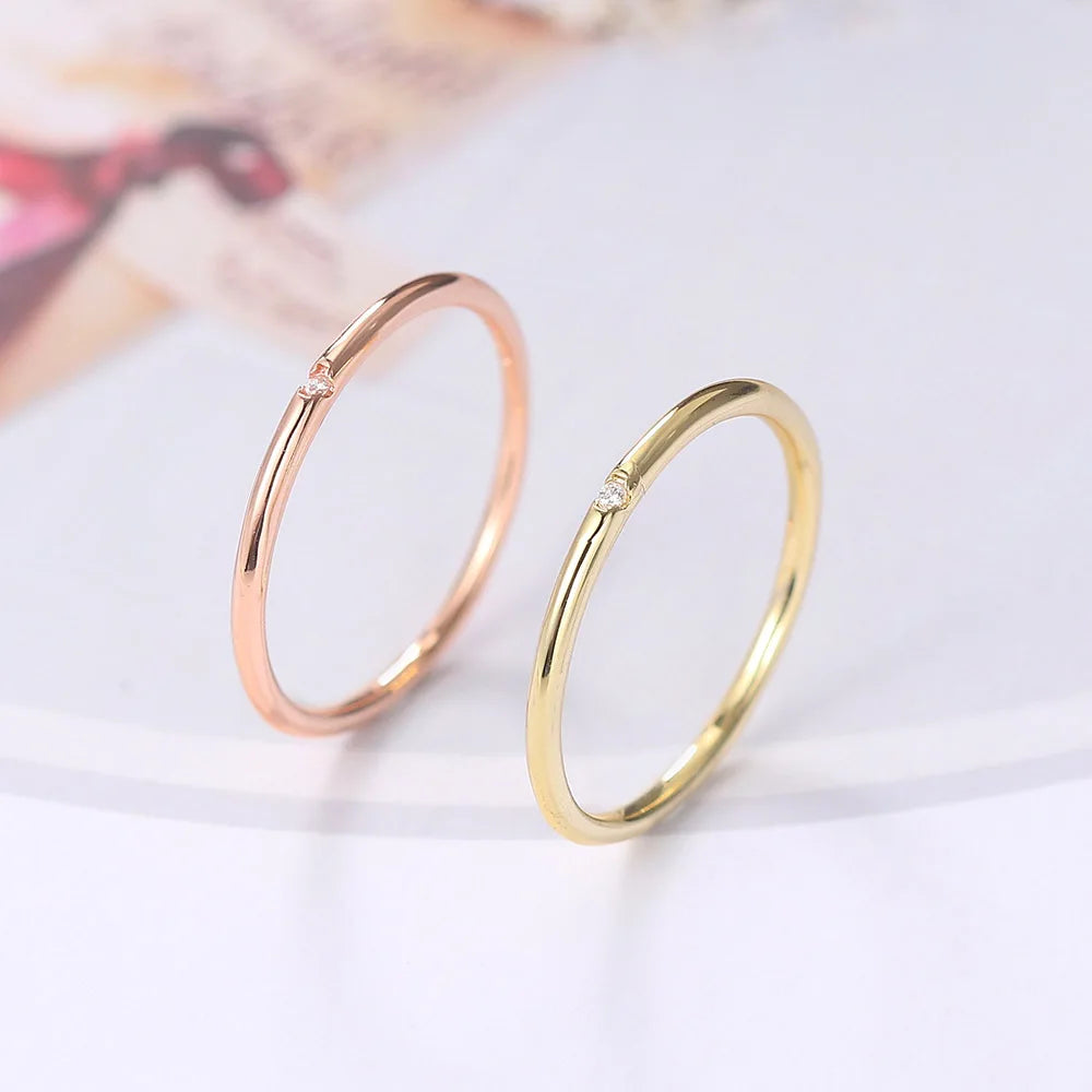 Minimal Zircon Simple Tiny Rings For Women 1mm Full Round Minimalist Thin Dainty Stacking Ring Fashion Jewelry 2024 Items KCR101