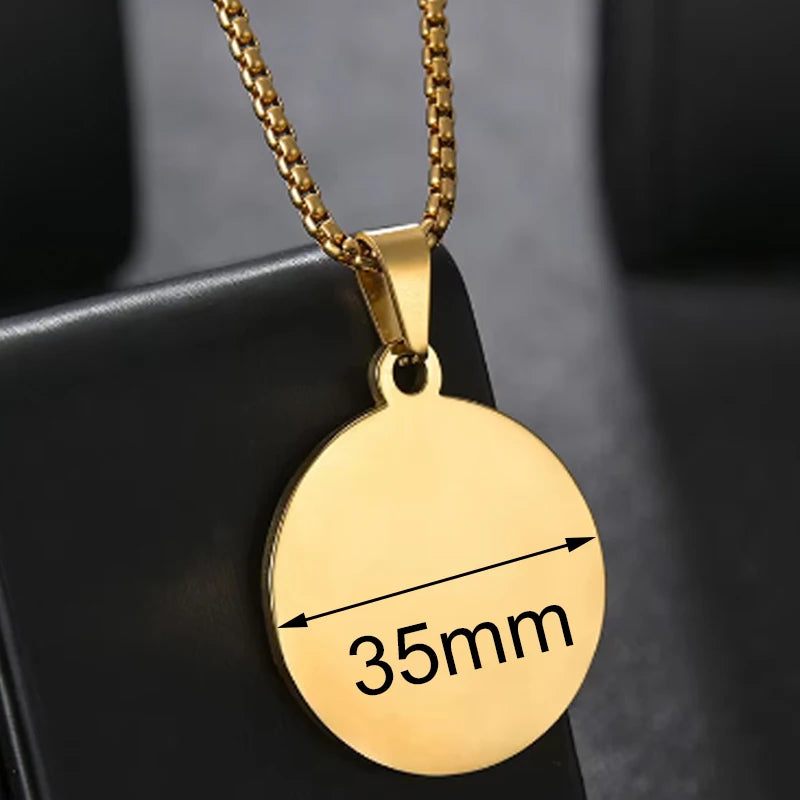 Personalized Necklaces Stainless Steel Engraved Photo Logo Text Pendant For Women Men Christmas Valentine's Day Jewelry Gifts