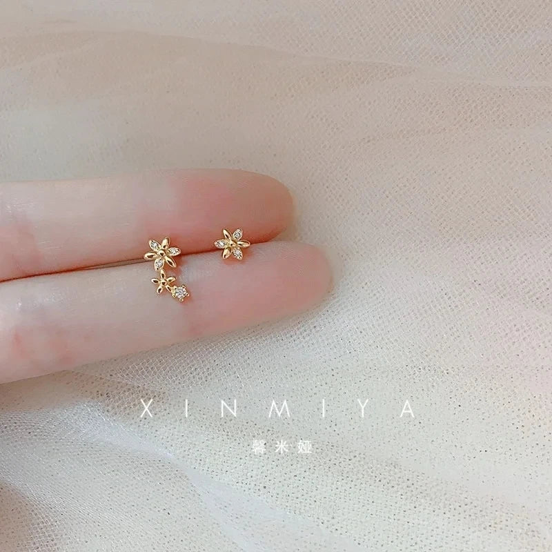 New Minimal Zircon Earrings For Women Crystal Small Thin Cartilage Fashion Geometry Earring Girls Piercing Jewelry Gifts