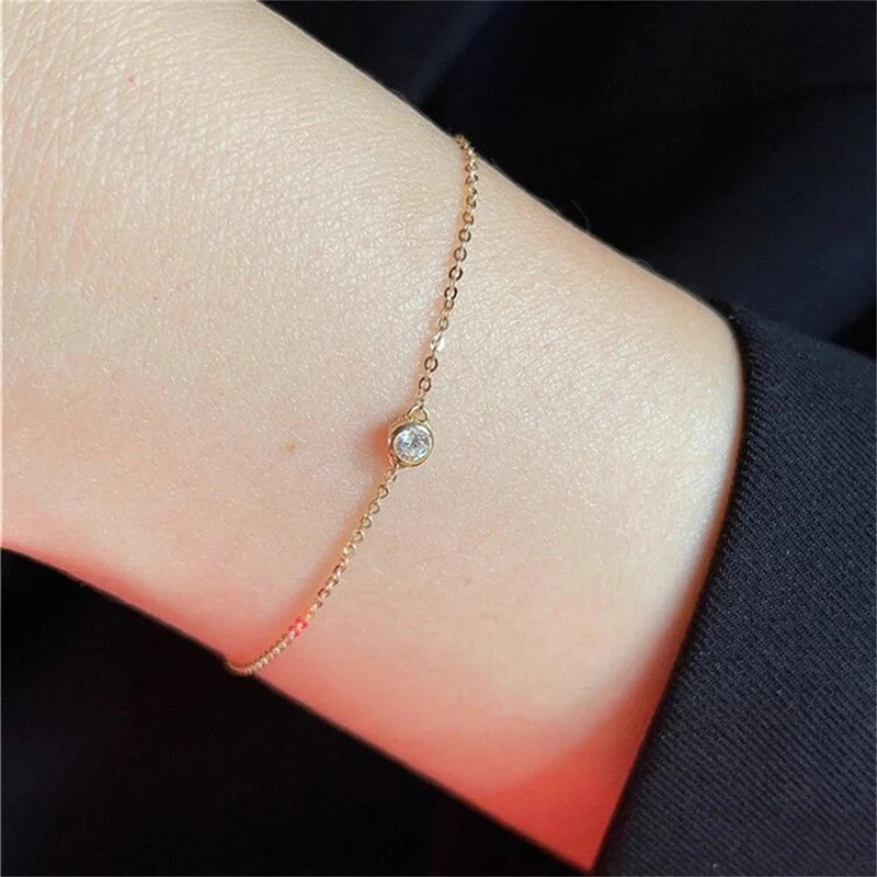 925 Silver AAA Zircon Ins Bracelets for Women Korean Fashion Sweet Girls Sparkling Delicate Chain Bracelet Party Jewelry Gifts