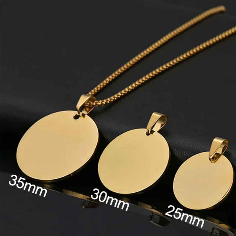 Personalized Necklaces Stainless Steel Engraved Photo Logo Text Pendant For Women Men Christmas Valentine's Day Jewelry Gifts