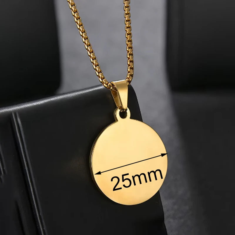 Personalized Necklaces Stainless Steel Engraved Photo Logo Text Pendant For Women Men Christmas Valentine's Day Jewelry Gifts