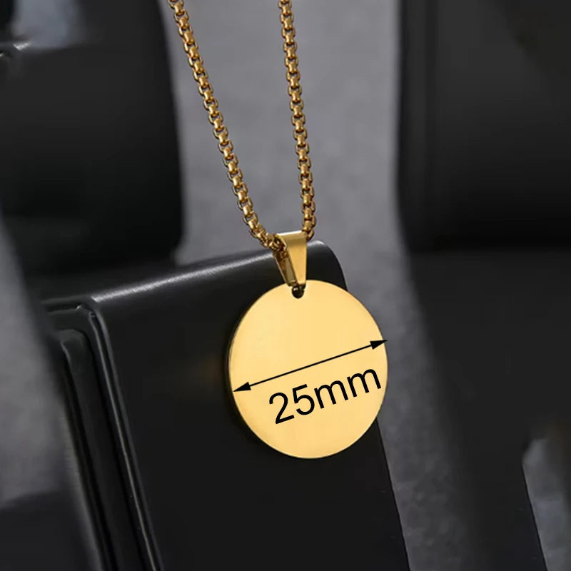 Personalized Necklaces Stainless Steel Engraved Photo Logo Text Pendant For Women Men Christmas Valentine's Day Jewelry Gifts