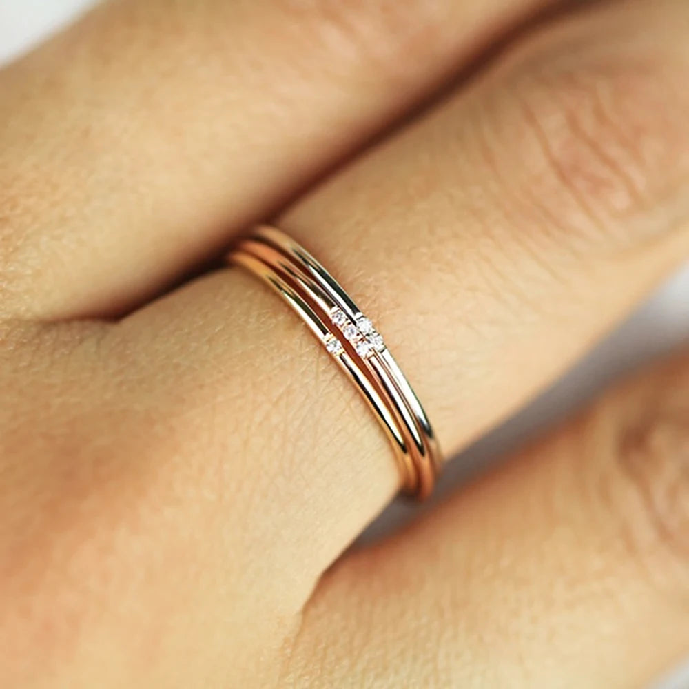 Minimal Zircon Simple Tiny Rings For Women 1mm Full Round Minimalist Thin Dainty Stacking Ring Fashion Jewelry 2024 Items KCR101