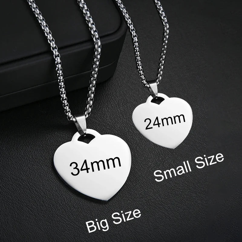 Personalized Necklaces Stainless Steel Engraved Photo Logo Text Pendant For Women Men Christmas Valentine's Day Jewelry Gifts