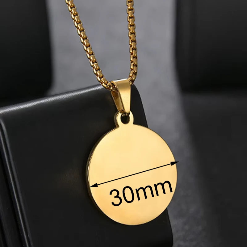 Personalized Necklaces Stainless Steel Engraved Photo Logo Text Pendant For Women Men Christmas Valentine's Day Jewelry Gifts