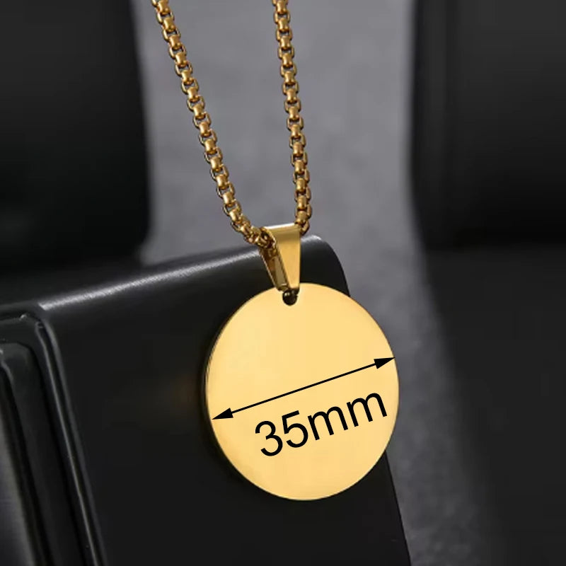 Personalized Necklaces Stainless Steel Engraved Photo Logo Text Pendant For Women Men Christmas Valentine's Day Jewelry Gifts