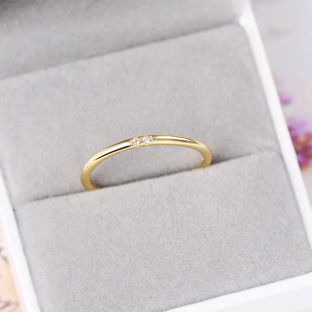 Minimal Zircon Simple Tiny Rings For Women 1mm Full Round Minimalist Thin Dainty Stacking Ring Fashion Jewelry 2024 Items KCR101