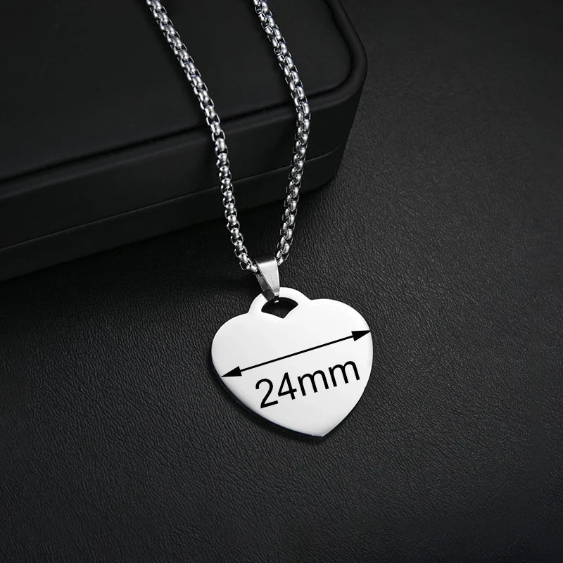 Personalized Necklaces Stainless Steel Engraved Photo Logo Text Pendant For Women Men Christmas Valentine's Day Jewelry Gifts