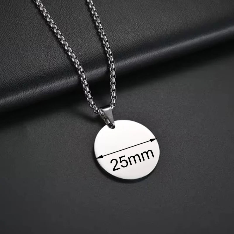 Personalized Necklaces Stainless Steel Engraved Photo Logo Text Pendant For Women Men Christmas Valentine's Day Jewelry Gifts